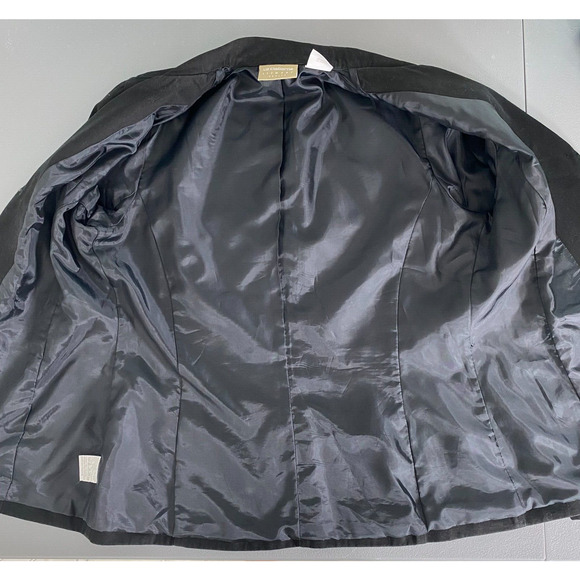 Liz Claiborne Womens Blazer Size 12 Petite Black Notch Lapel 100% Cotton Career - Picture 6 of 11